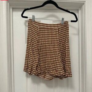 Reformation Flounce Skirt - Chestnut Check - Gingham - size 4